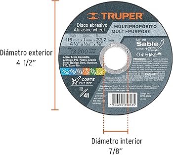 Disco corte delgado multimaterial 4 1/2" Truper DICOF-4510M
