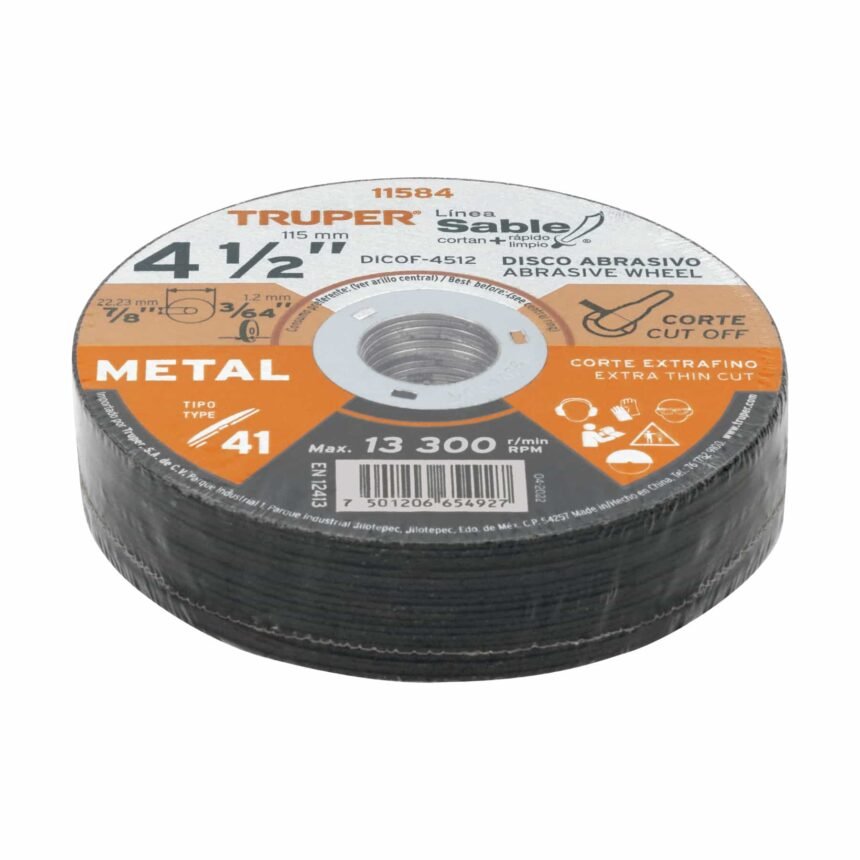 Disco corte delgado para metal 4 1/2″ Truper DICOF-4512