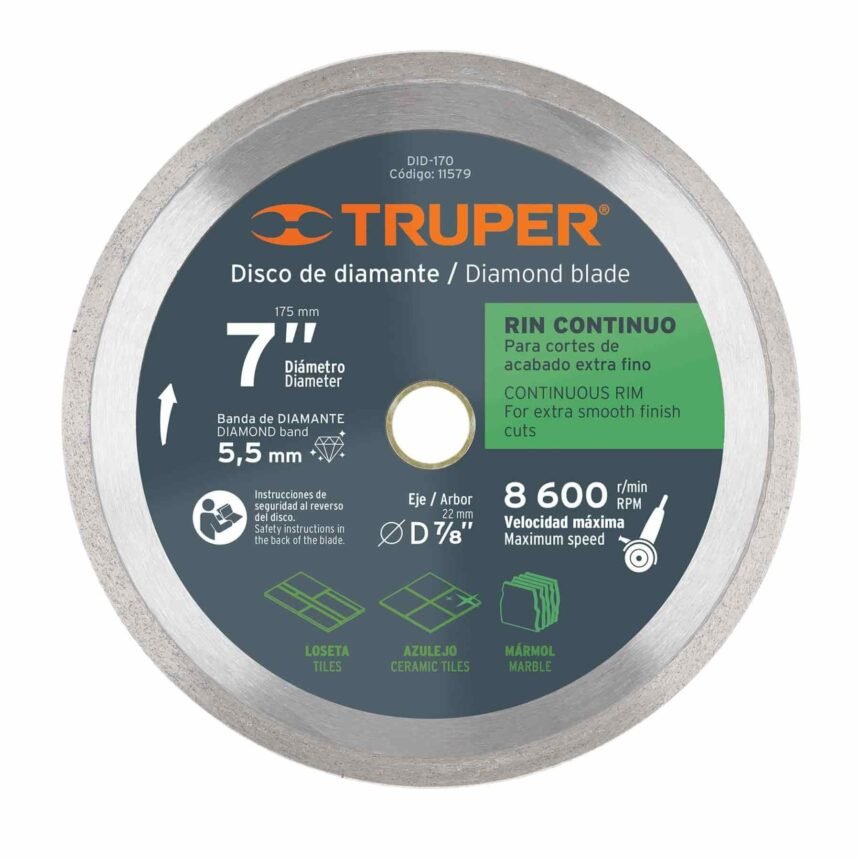 Disco de diamante rin continuo 7" acabado fino Truper DID-170