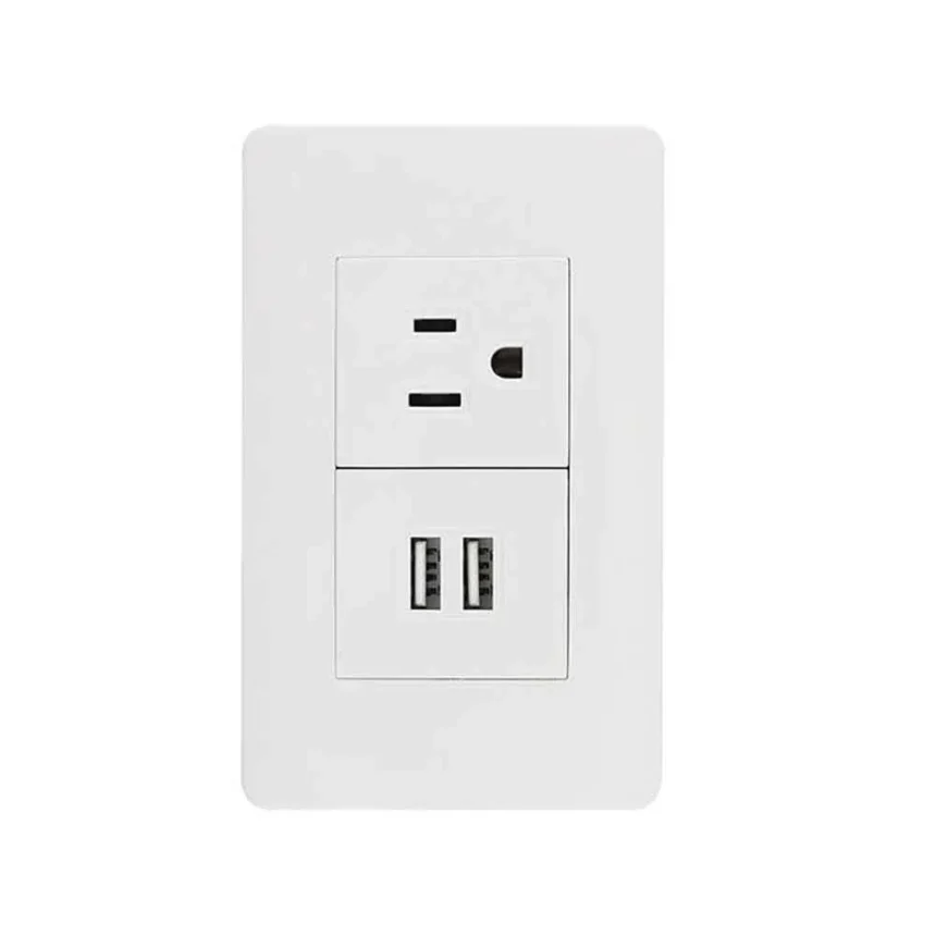 Placa armada contacto y USB blanca Sanelec 4466