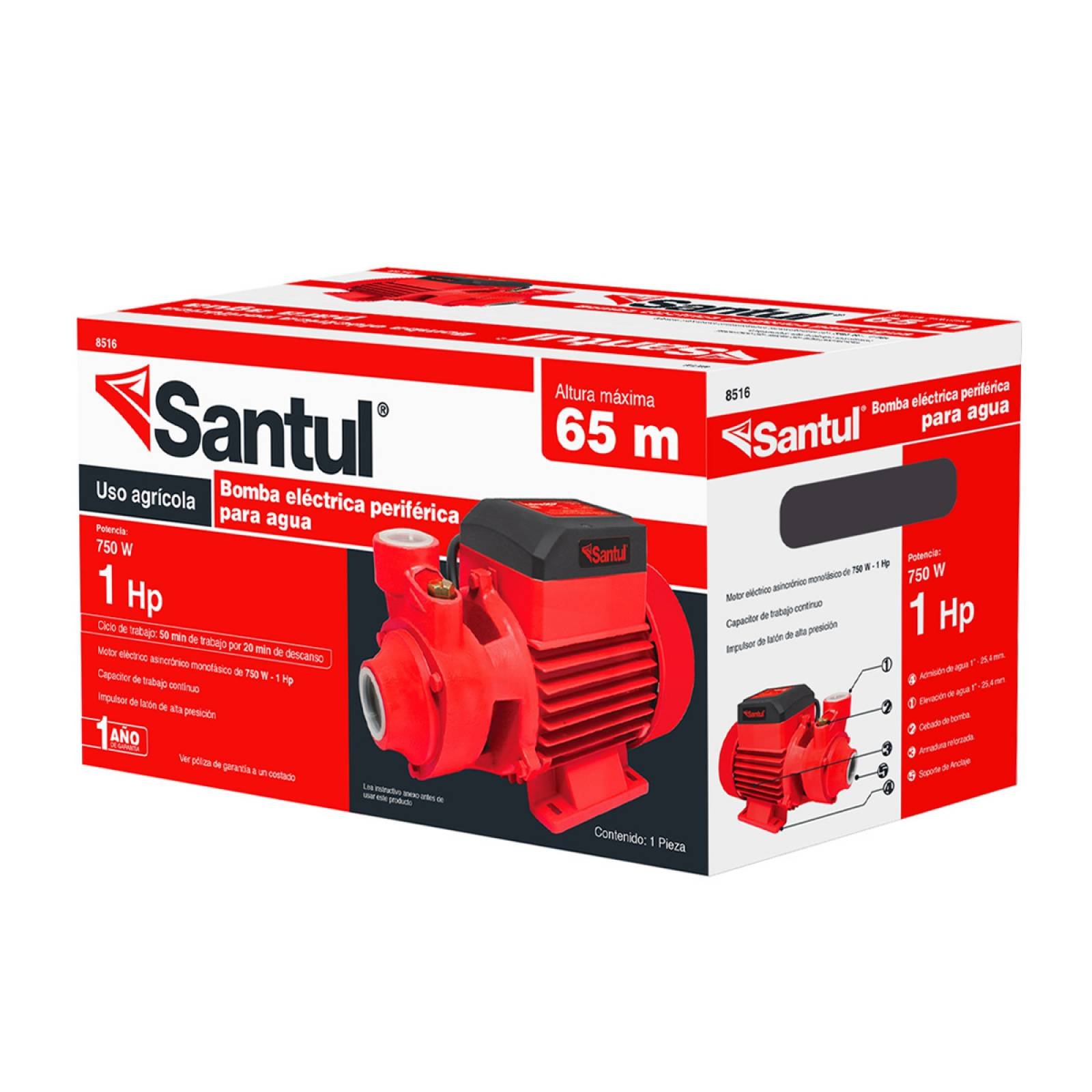 Bomba periférica 1 HP Santul 8516 - Imagen 2